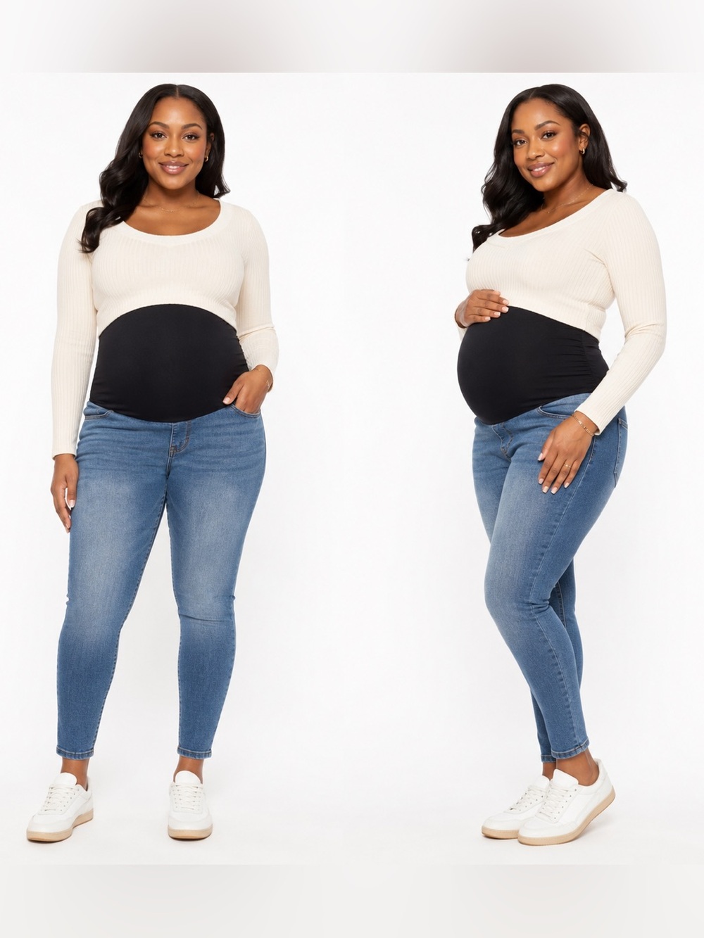 Isabel Maternity Ingrid & Isabel Full Panel Skinny Jeggings Size 12 Blue